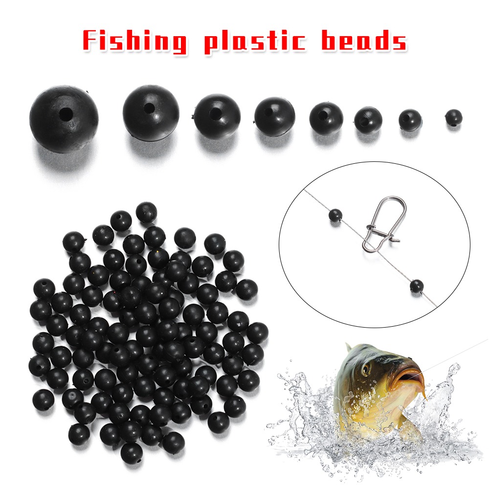 Fishing Lure Accessories - 100ピース/ロットビーズスペースストッパー黒3ミリメートル-10ミリメートルラウンドソフトとハード豆釣りは餌フックリグアクセサリー