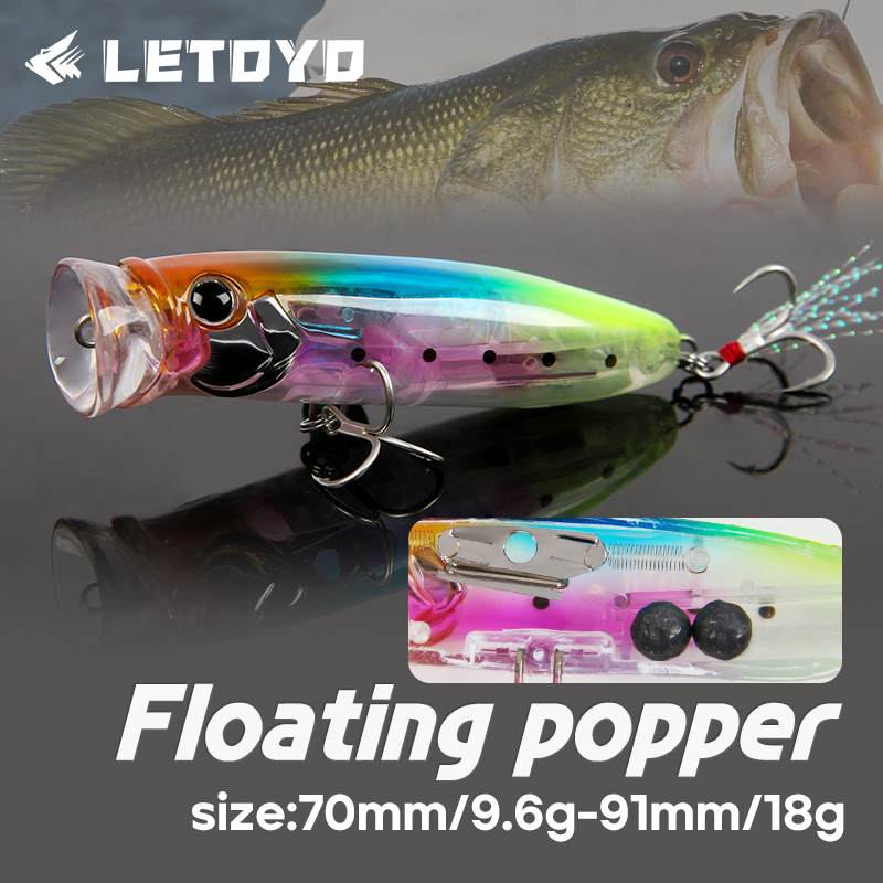 LETOYO 9.6g/18g フローティングポッパー ルア - Fishing Lure Topwater のレビューと価格