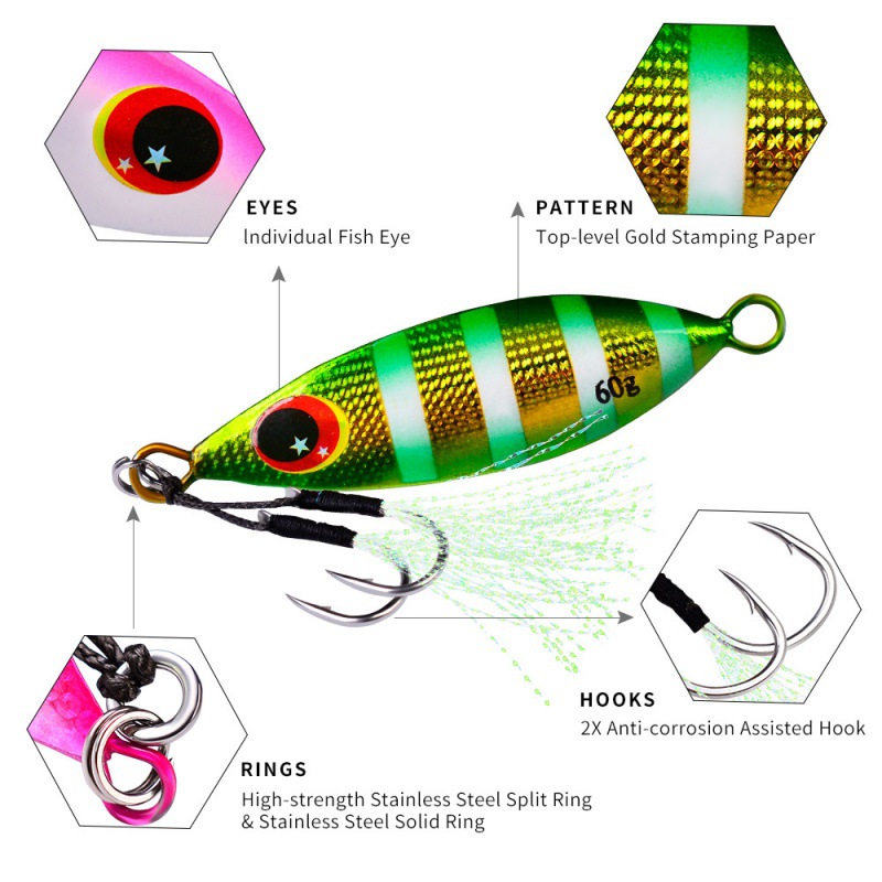 金属遅いジグルアーハード人工バイオニクス餌30グラム40グラ - Fishing Lure Buzzbait のレビューと価格